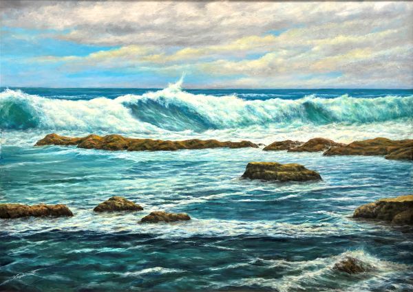 第74回 光陽展　野﨑 雪夫（ノザキユキオ）潮騒 油　P150